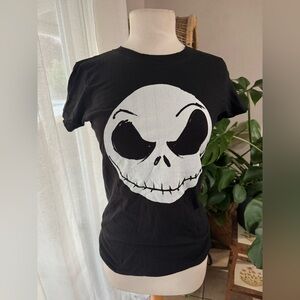Nightmare before Christmas Black T-Shirt White Skull Design